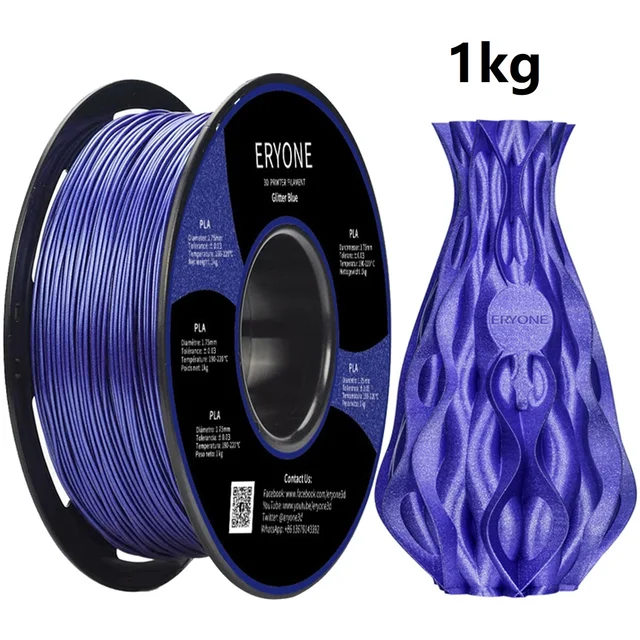 ERYONE Clearance Promotion TPU PLA PLA+ Silk Rainbow Ultra Silk 3D Printing Filament 1KG/0.5KG For FDM 3D Printer Fast Shipping Glitter Blue