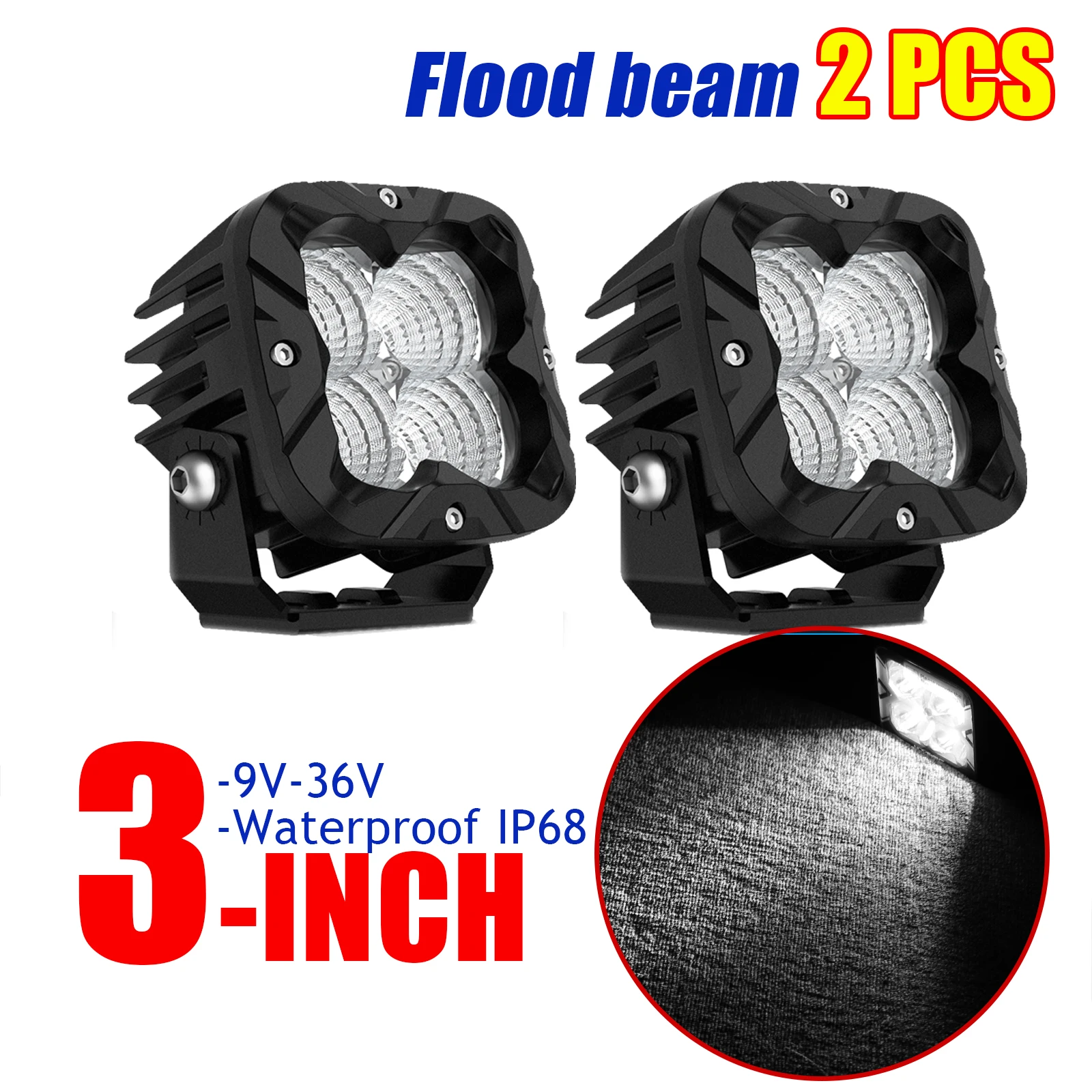 

3inch 24W 2560LM 6000K Dual ROW Led Pod Work Light Bar Flood Beam Driving Lamp For Offroad Boat Tracktor Truck SUV ATV