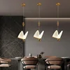 Modern LED Pendant Lights Luxury Creative Chandeliers Butterfly Single Double Head Nordic Bedside Long-line Hanging Lamp 4