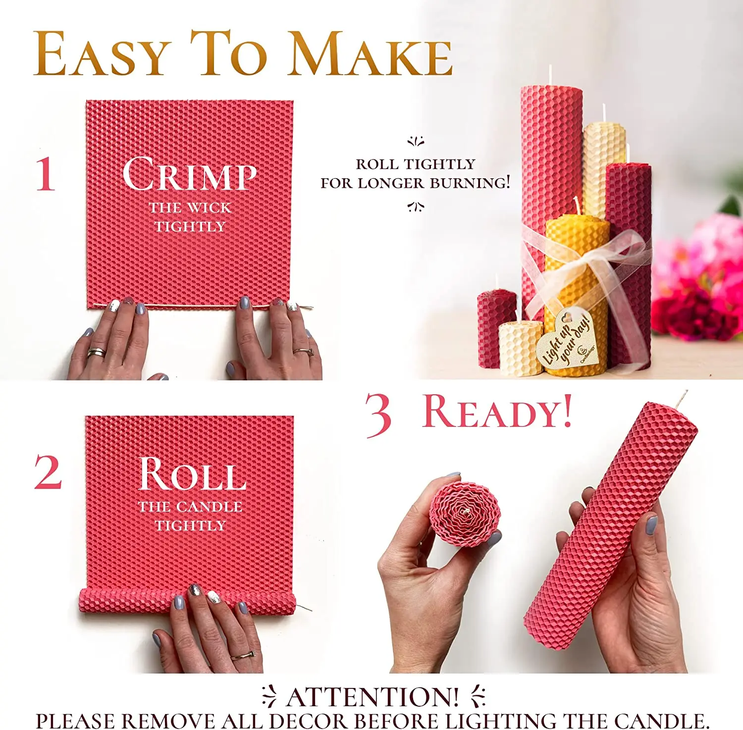Grade Natural Beeswax Sheets for Candle Making Kit All-Inclusive Candle DIY Crafts for Beginners Adults Women Gifts
