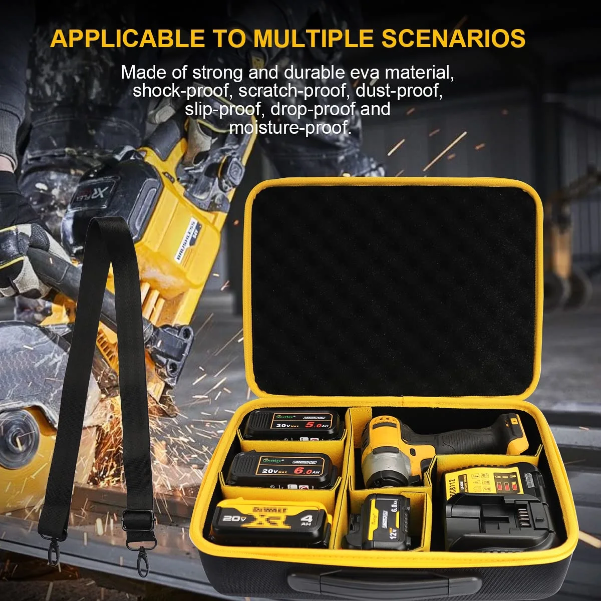 Portable Power Tool Battery Storage Case Waterproof accessories box For DEWALT ect batteries store carry Can partition Waitley