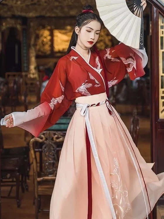 BOZEVON Donna Abiti Tuta Tang - Costume Tradizionale di Stile Cinese Antico Abiti Hanfu - per Spettacolo Teatrale Prestazioni, Stile-2/XL