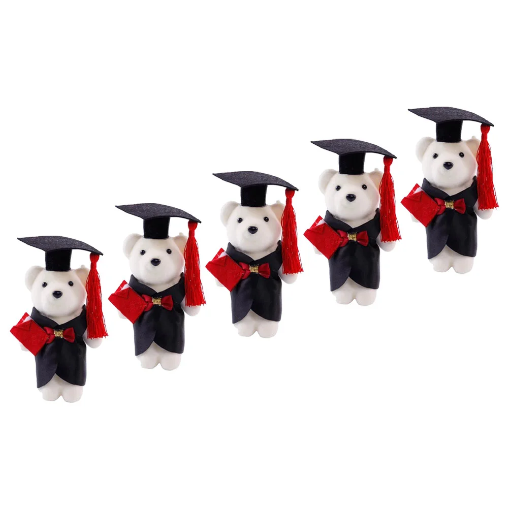 

5 Pcs Plush Bear Small Toys Graduation Bears Stuffed Animal Foam Polyester DIY