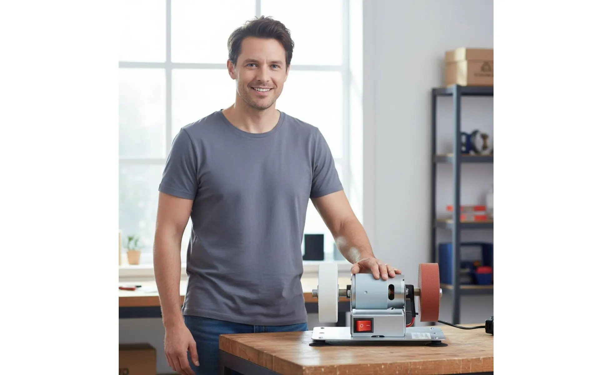 Mini Electric Bench Grinder Stable Performance Mini Bench Grinder Small Polishing Machine Low Noise for Garage, Craft Room