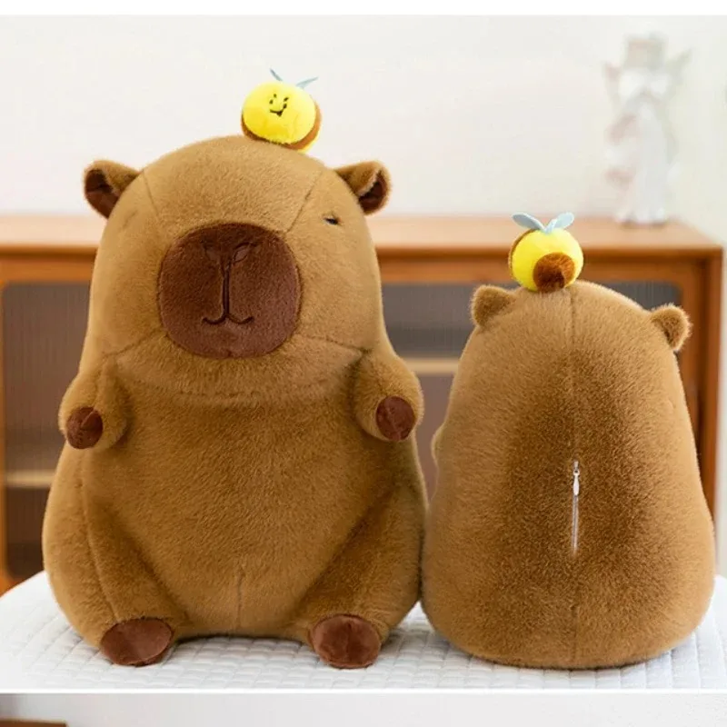 23cm Super Cute Capybara with Bee Capibara Plush Doll Giant Kawaii Stuffed Animal Doll Children Kids Birthday Gift Toys