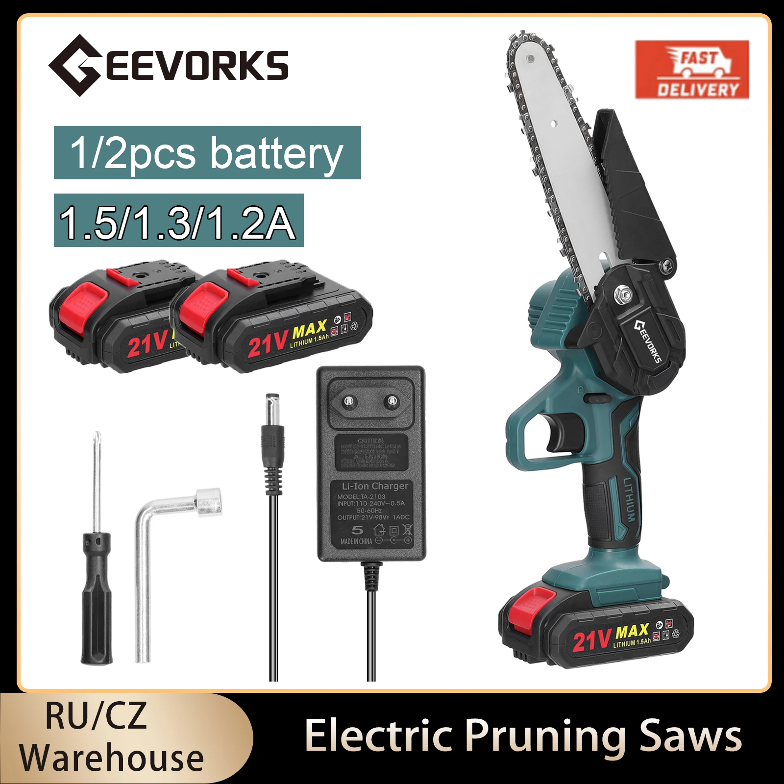 Geevorks6inchPortableElectricPruningSaws21VRechargeableWood