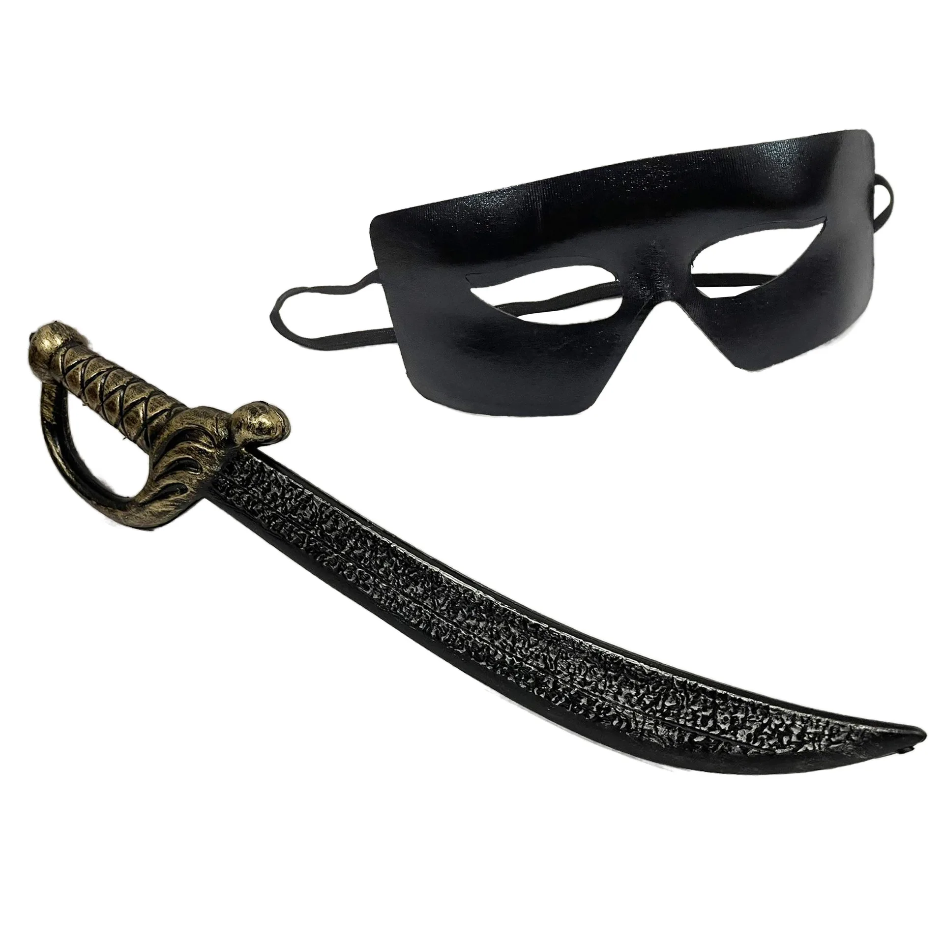 Black Samurai Sword Men's Black Half Face Mask Eyepatch Performance Dress Up Plastic Toys Sword Party Cosplay Props Kids Gift