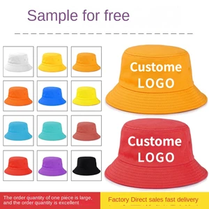 Customized LOGO Embroidered Printed Cotton Bucket Hat Men and Women Double-sided Sunshade Casual Four Seasons Panama Bob Cap