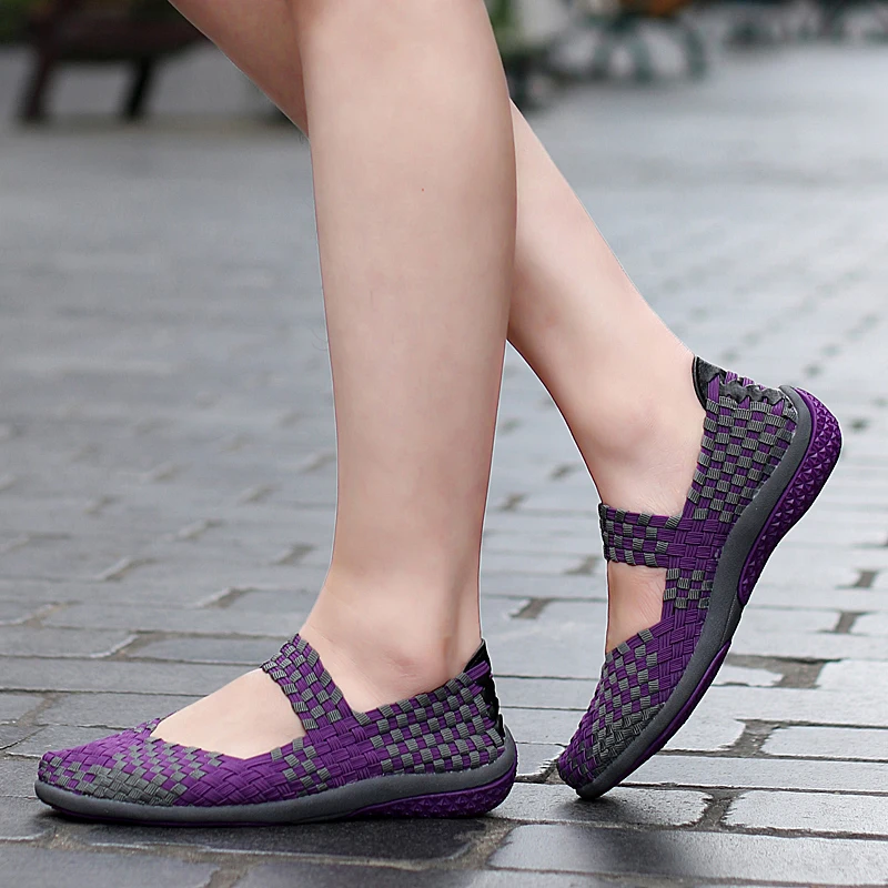 STRONGSHEN Summer Women Handmade Woven Slip-on Breathable Mesh Casual Shallow Flats Walking Sport Shoes Lady Tenis Plus Size 42 4