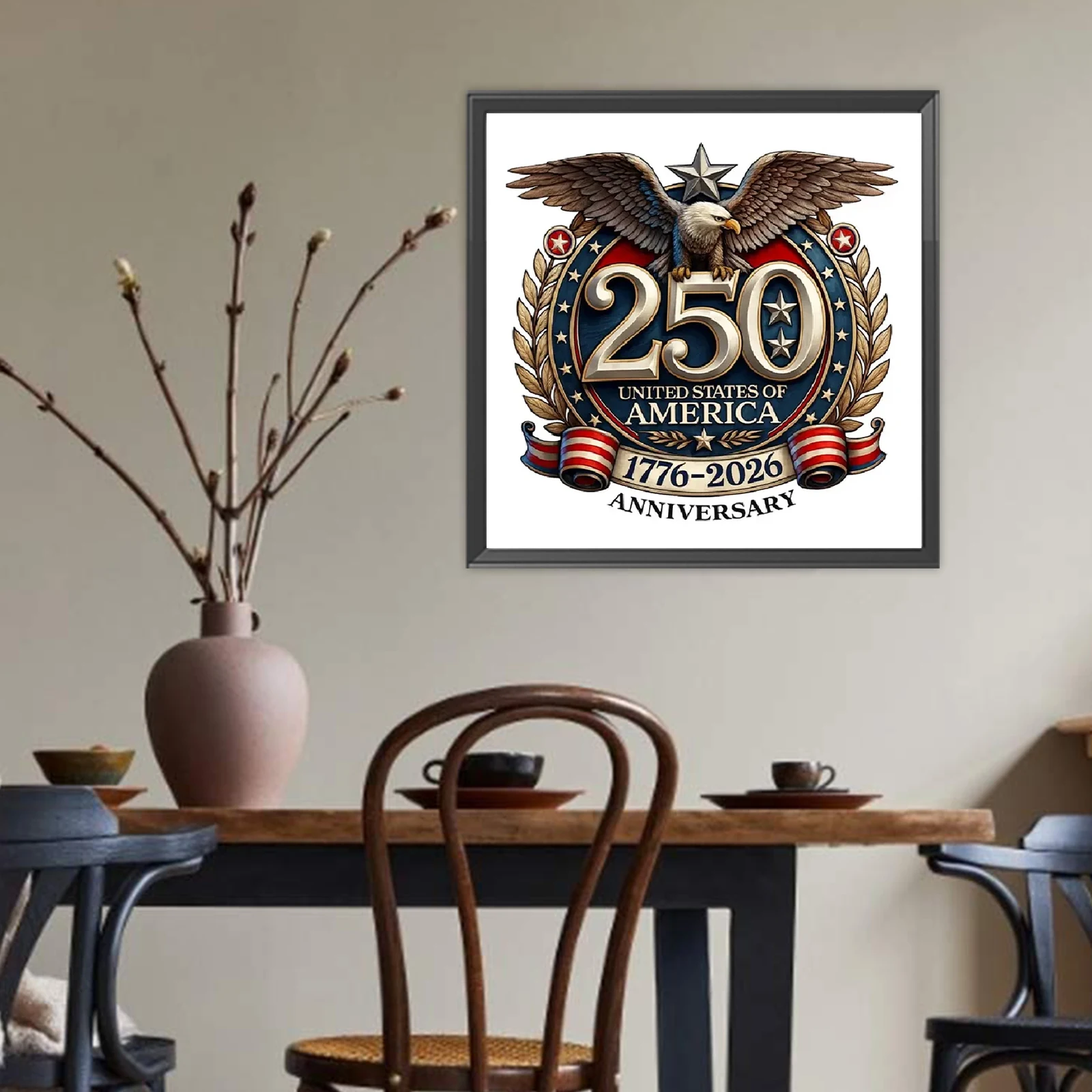 미국 250주년 기념 풀 DIY 5D 라운드 드릴 다이아몬드 아트 키트 (성인 초보자용) 홈 벽 장식 선물 15.75 X 15.75인치