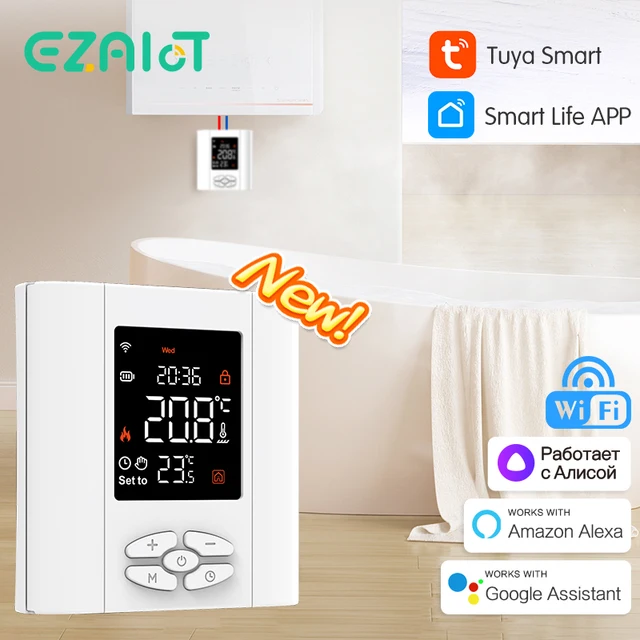 Tuya WiFi Smart Thermostat ไร้สายแบตเตอรี่น้ําหม้อต้มแก๊สอุณหภูมิระยะไกล Controller เสียง Alexa Google Home Alice 1