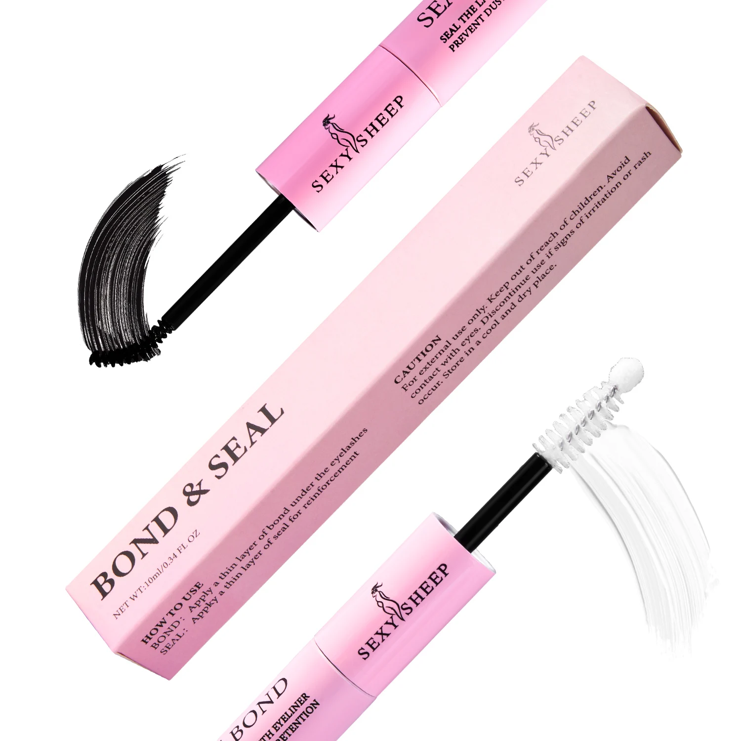 Eyelash Glue and Seal for Eyelash Clusters Strong Fixed  Eyelash Glue Lasting 48H 2 in 1(5ml Black Glue + 5ml Clear Seal) 4