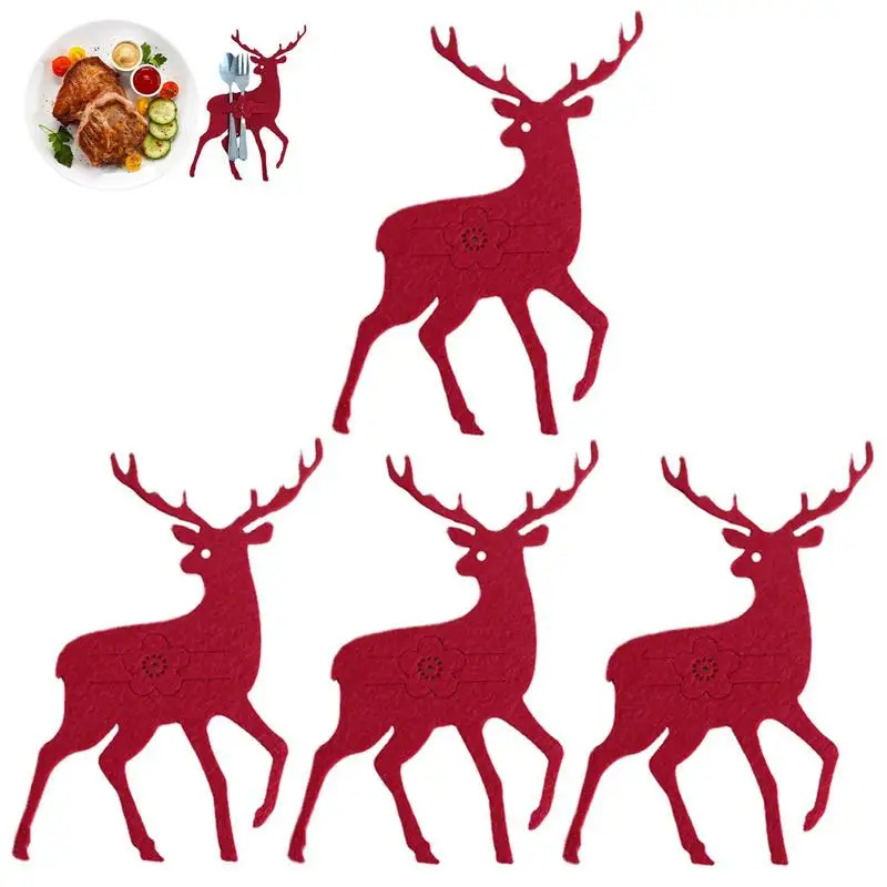 

Christmas Utensil Holder Knives And Forks Bags Cutlery Bag Set Elk With Felt To Create A Christmas Mood With Elk For Christmas
