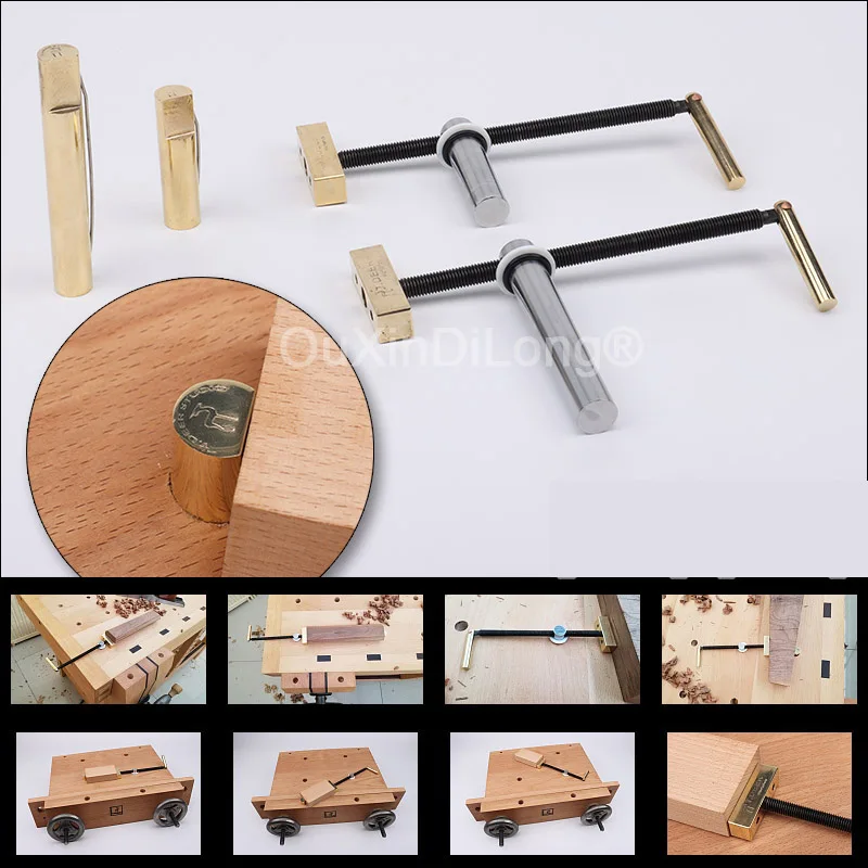 1PCS Woodworking Workbench Clip Brass Fast Fixed Clamp Clip Fixture Tool For 19MM Hole Workbench Joinery Carpenter Tool GF873