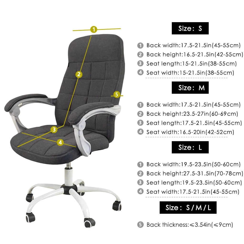 Office Chair Cover Set Stretch Computer Chair Cover Set with Armrest Cover Washable and Removable Solid Colors 6