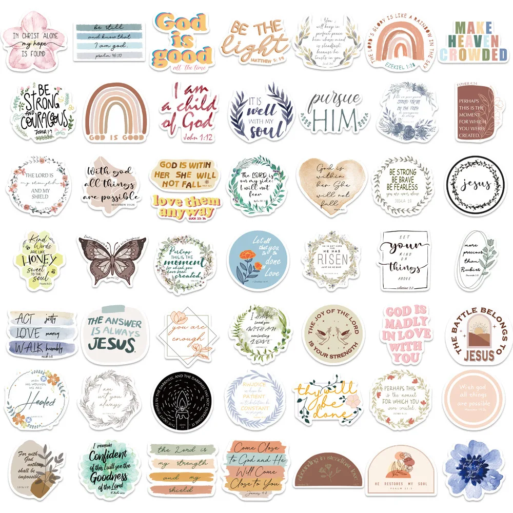 10/30/50pcs Inspirational Jesus Christian Phase Stickers Bible