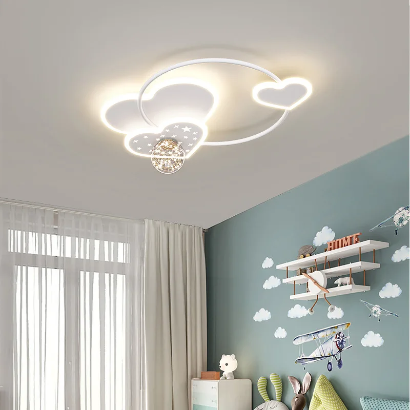 Romantic Warm Children's Room Ceiling Lights Simple LED Heart Shaped