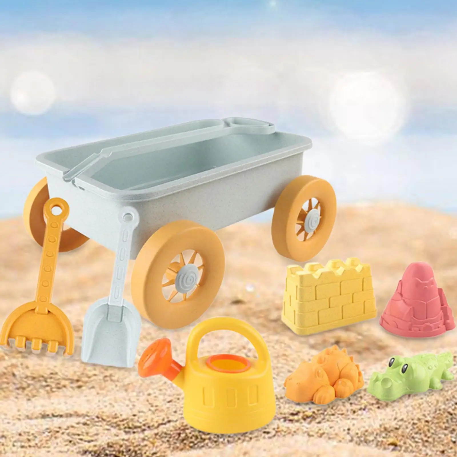 8Pcs Kids Beach Sand Toys Outdoor Beach Playset Activities Sand Castle Toys for Birthday Travel Party Boys and Girls Outdoor