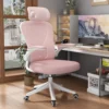 Ergonomic Mesh Office Chair, High Back Computer Desk Chair with Adjustable Lumbar Support, Pink Task Chair with Headrest 1
