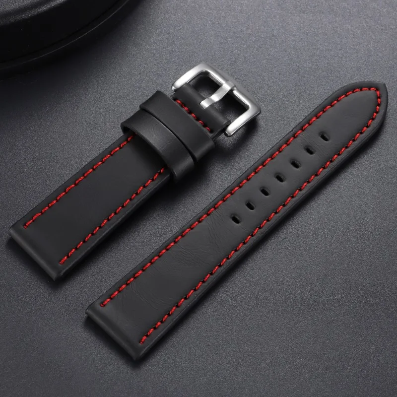 Premium Genuine Leather Watchband with Vintage Stitching – Universal Sport Strap