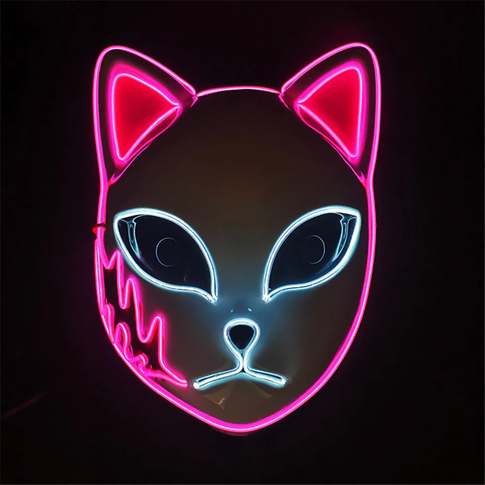 Halloween Katze Gesichtsmaske für Frauen Halloween Glow LED Masken Anime Cosplay Masken Halloween Weihnachten Party Beleuchtung Katzenmasken – Detail 9