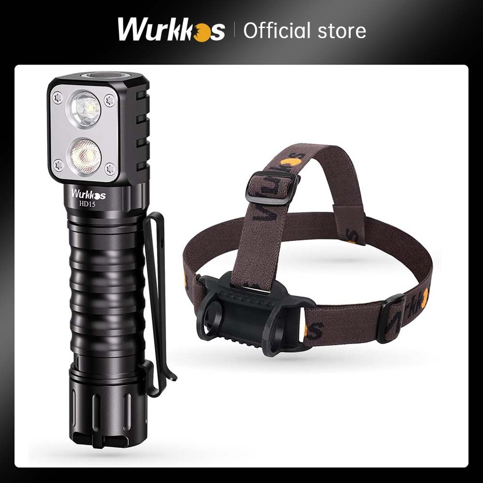 Wurkkos-HD15 Headlamp 2A Rechargeable 18650 2000lm Dual LED LH351D SST20 USB Reverse Charge IP68 Waterproof Angle Flashlight