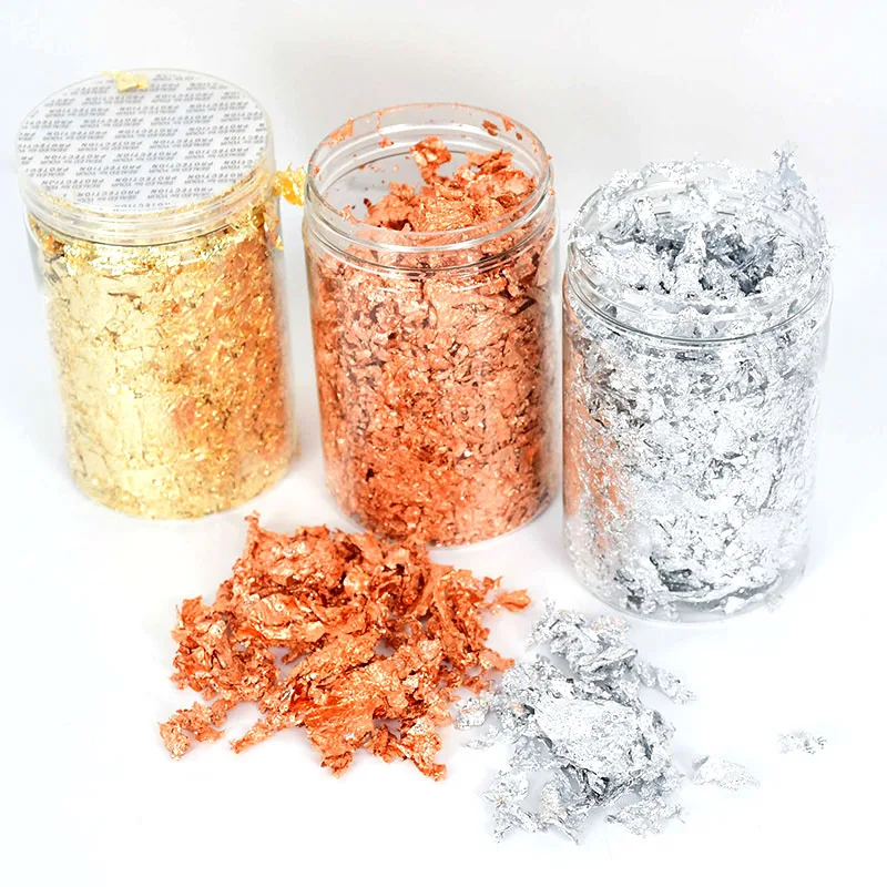 1bottle 10g Glitters Gold Foil Paper Sequins Imitation Copper Leaves Sheets For Gilding Crafts Home Ornament DIY Nail Art Decor