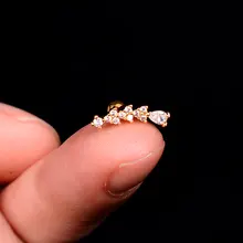  1pcs New Style Stainless Steel Ear Piercing Cz Stud Earrings Snake Moon Round Ball Arc Cartilage Helix Conch Screw Back Earring 