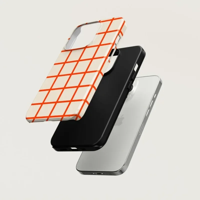 Luxury Plaid Orange Magnetic Double-Layer Phone Case