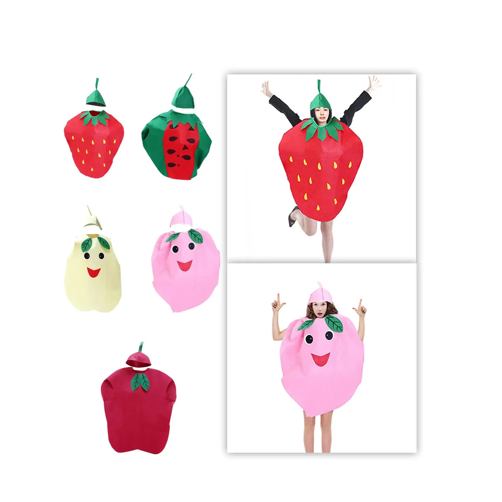 Adult Fruit Costume Novelty Slip on Food Cosplay Costumes with Hat for Masquerade Stage Performance Holiday Role Play Party