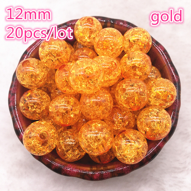 12mm Multicolor Round Acrylic Crackle Bead Loose Spacer Beads For Necklaces Bracelets Jewelry Making