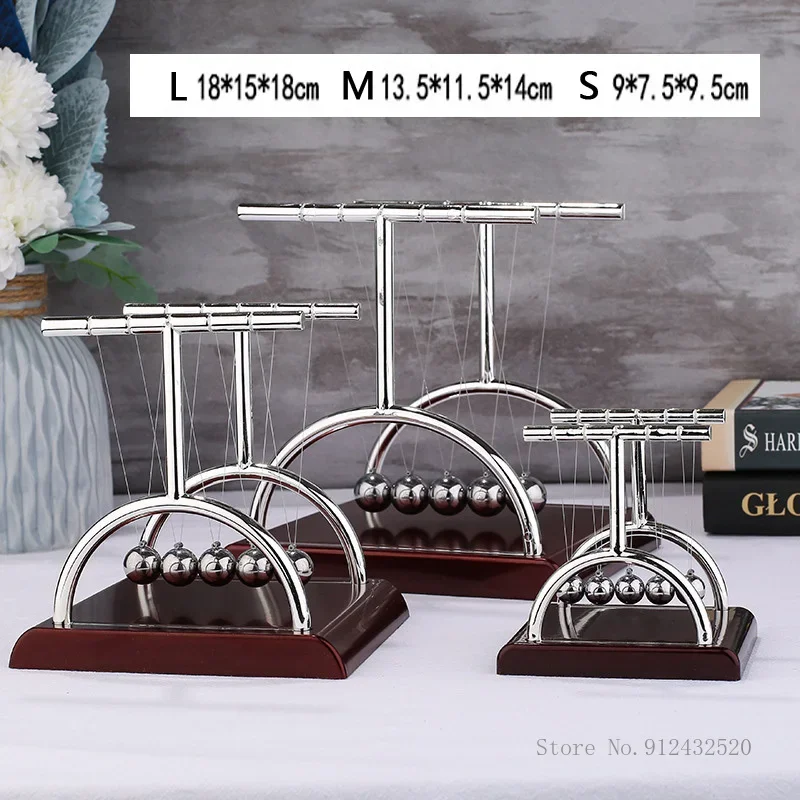 Steel Balance Ball Physics Science Pendulum Early Fun Development Educational Desk Toy Gift, Newtons Cradle Large, Medium, Small