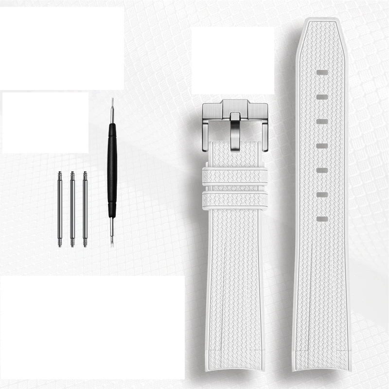 Durable Rubber Waterproof Sports Watch Strap with Curved End - 20mm