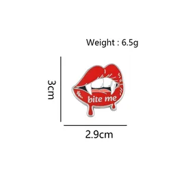 Vampire Fangs Dripping Blood Enamel Pin - Gothic Punk Brooch with Red Lips (C6070201LYF - B)