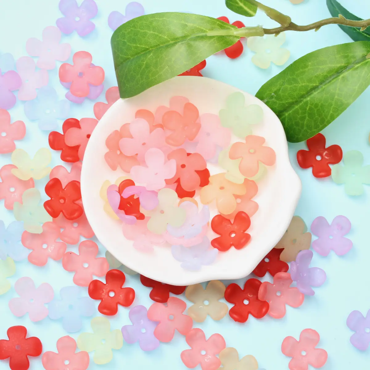 

100pcs 15mm Warm Color Frosted Flower Beads For Jewelry Making DIY Bracelet Necklace Crafts Fashion Accessories Wholesale