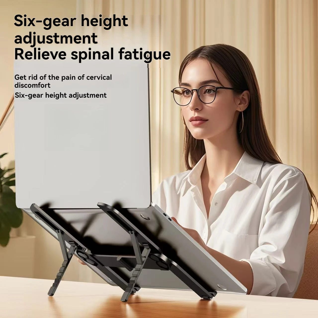 금속 미니 접이식 노트북 스탠드 조절 가능한 각도 휴대용 노트북 홀더 10-17인치 노트북용 가정 사무실 여행에 이상적