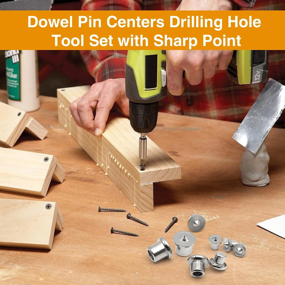 새로운 8Pcs Dowel Centers 스테인레스 스틸 Dowel Center Transfer Plugs Tenon Center Transfer Plugs 목공 용 드릴 홀 도구
