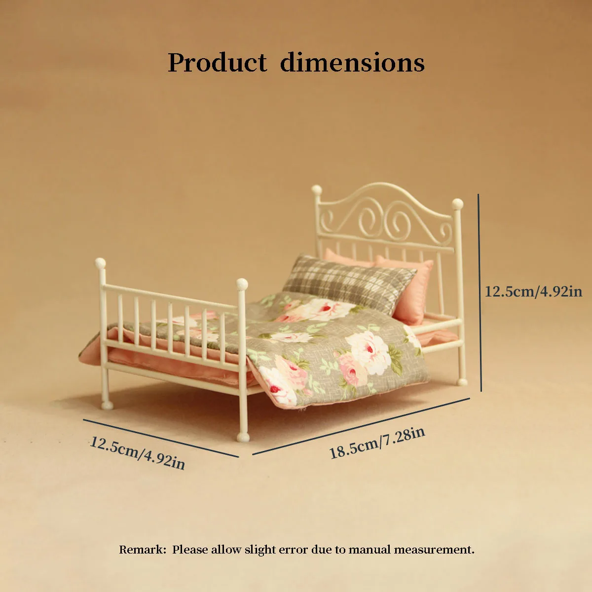 ミニチュアシミュレーション家具、金属ベッド、bjdドールハウス用曲げ