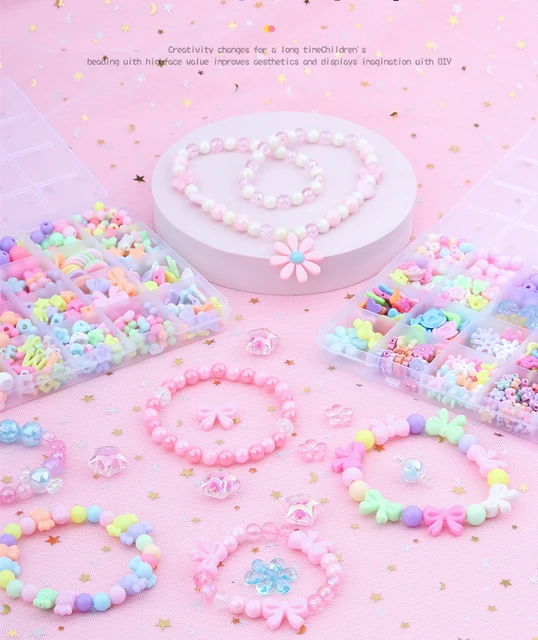 Girl Educational Toys Necklaces Bracelets Jewelry Making Beads Bracelet Kit Set Diy Beads Toys for Children hacer pulseras nina 5