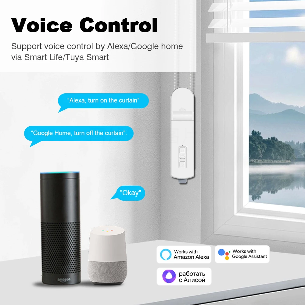Tuya Zigbee Smart Curtain Motor  Roller Shutter Blinds DIY Chain Motorized Shades Drive Voice Control For Alexa Google Home