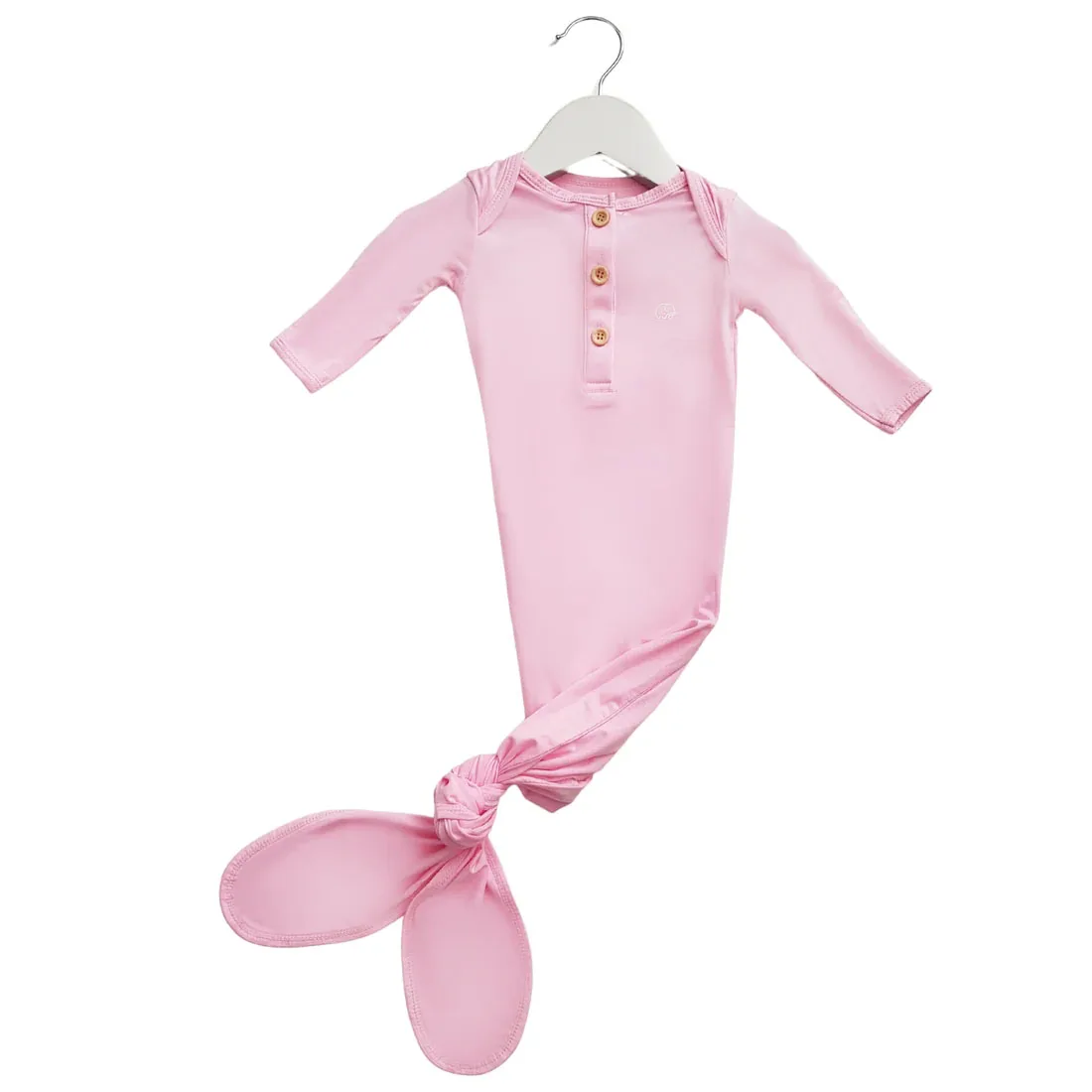 Newborn Infant Solid Color Baby Sleeper 95% Bamboo 5% Spandex Comfortable Soft Newborn Knotted Gowns