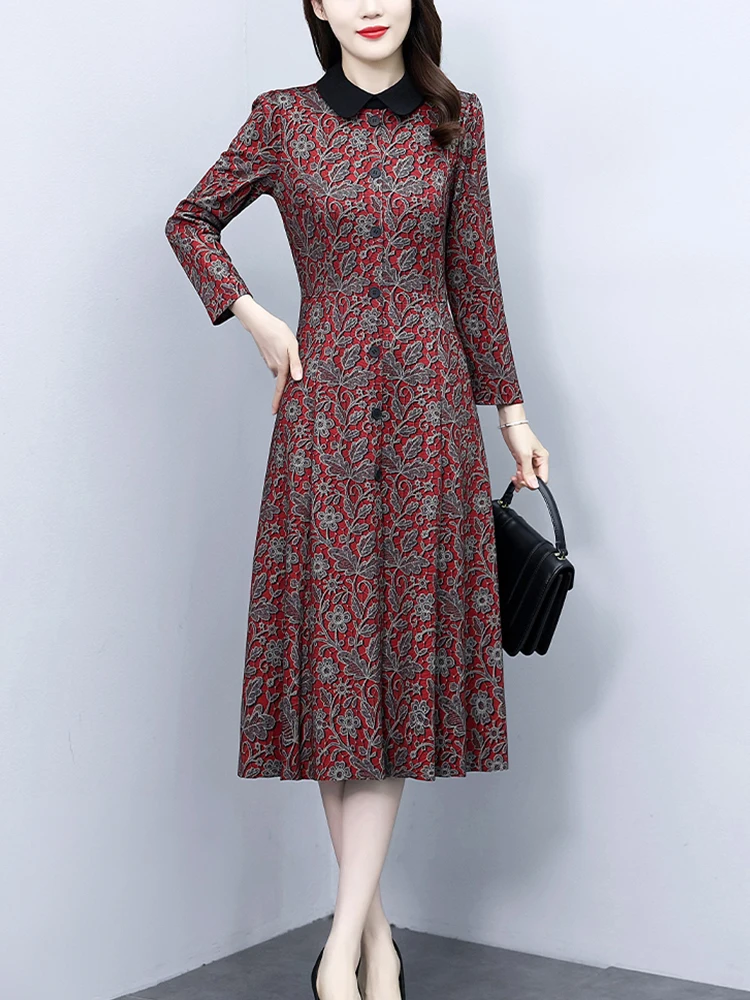 

2023 New Women Boho Long Sleeve Dress Autumn Clothes For Midi Elegant Spring Knitted Floral Vintage Party Korean Fashion Dresses