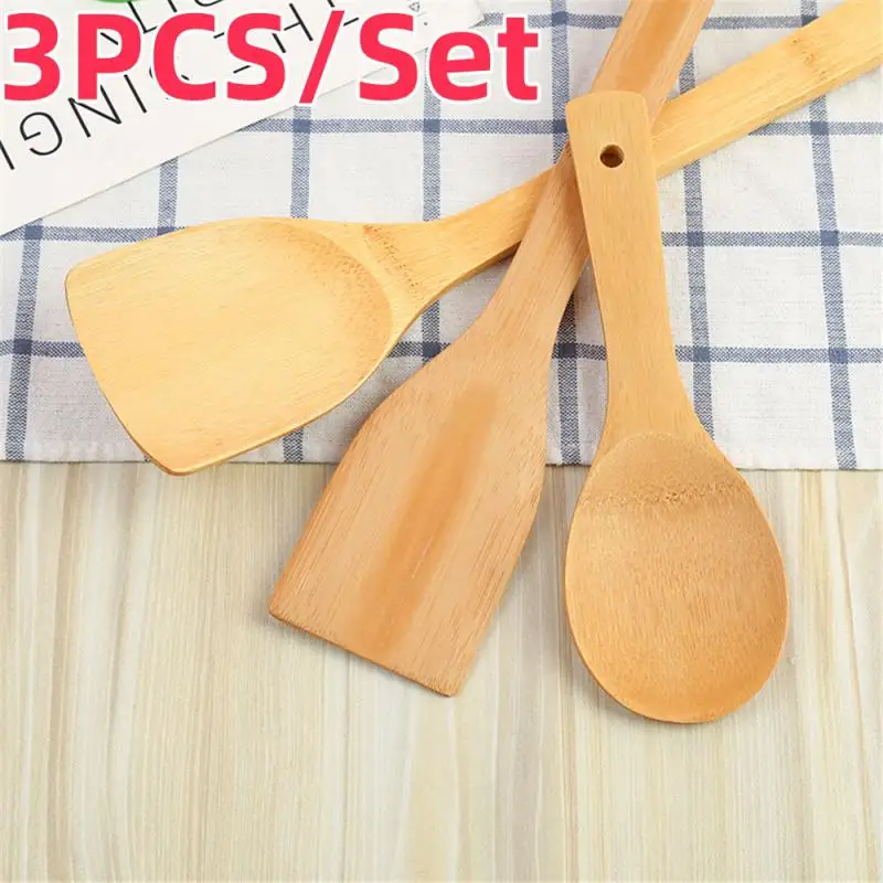 Durable Wok Shovel Kitchen Gadgets Bamboo Spatula Handcrafted Wooden Spoon Holder Easy To Clean Eco-friendly Kitchen Utensils
