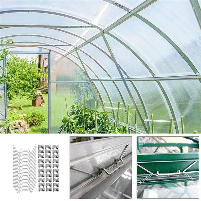Greenhouse Glazing Clips 50/100 W/Z Glasshouse Stainless Steel Spring Garden Spares Glass Frame Fixing