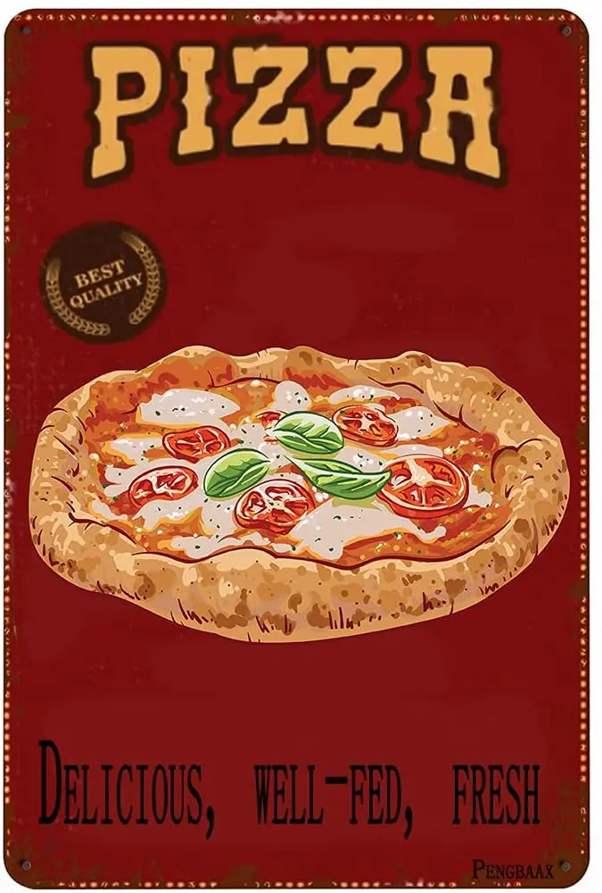 

Pizza Fast Food Italian Restaurant Food Red Vintage Metal Tin Sign for Men Women Wall Decor for Bars Restaurants Cafes Pubs