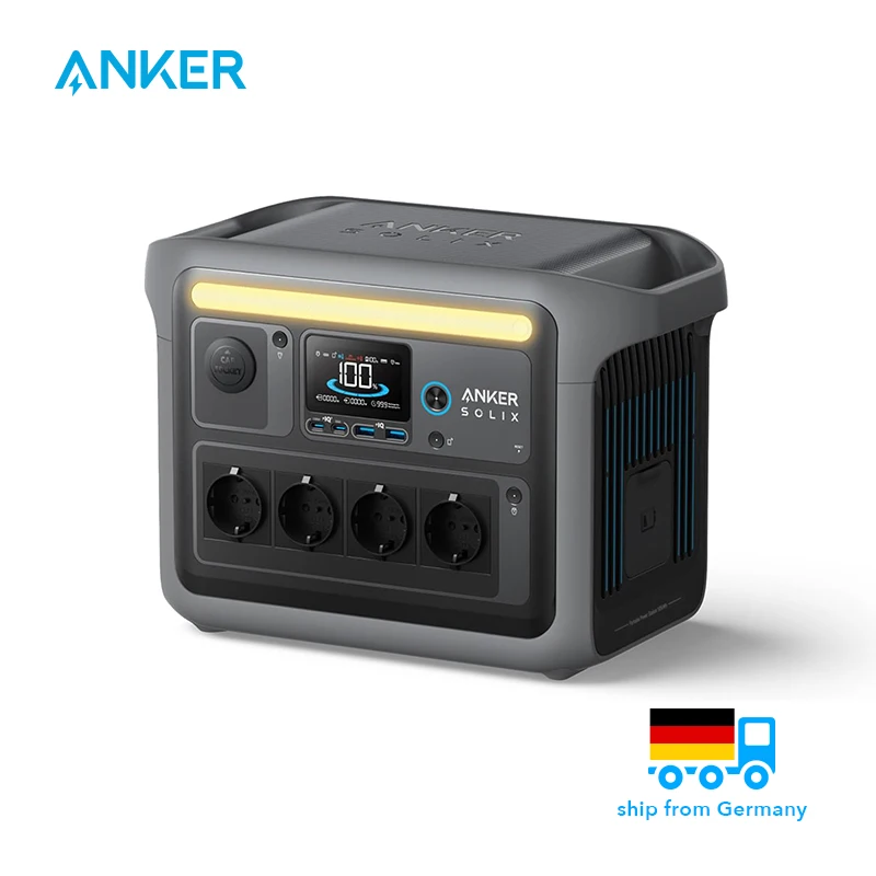 Anker Solix C1000 Portable Power Station, LiFePO4, 1800 W Solar