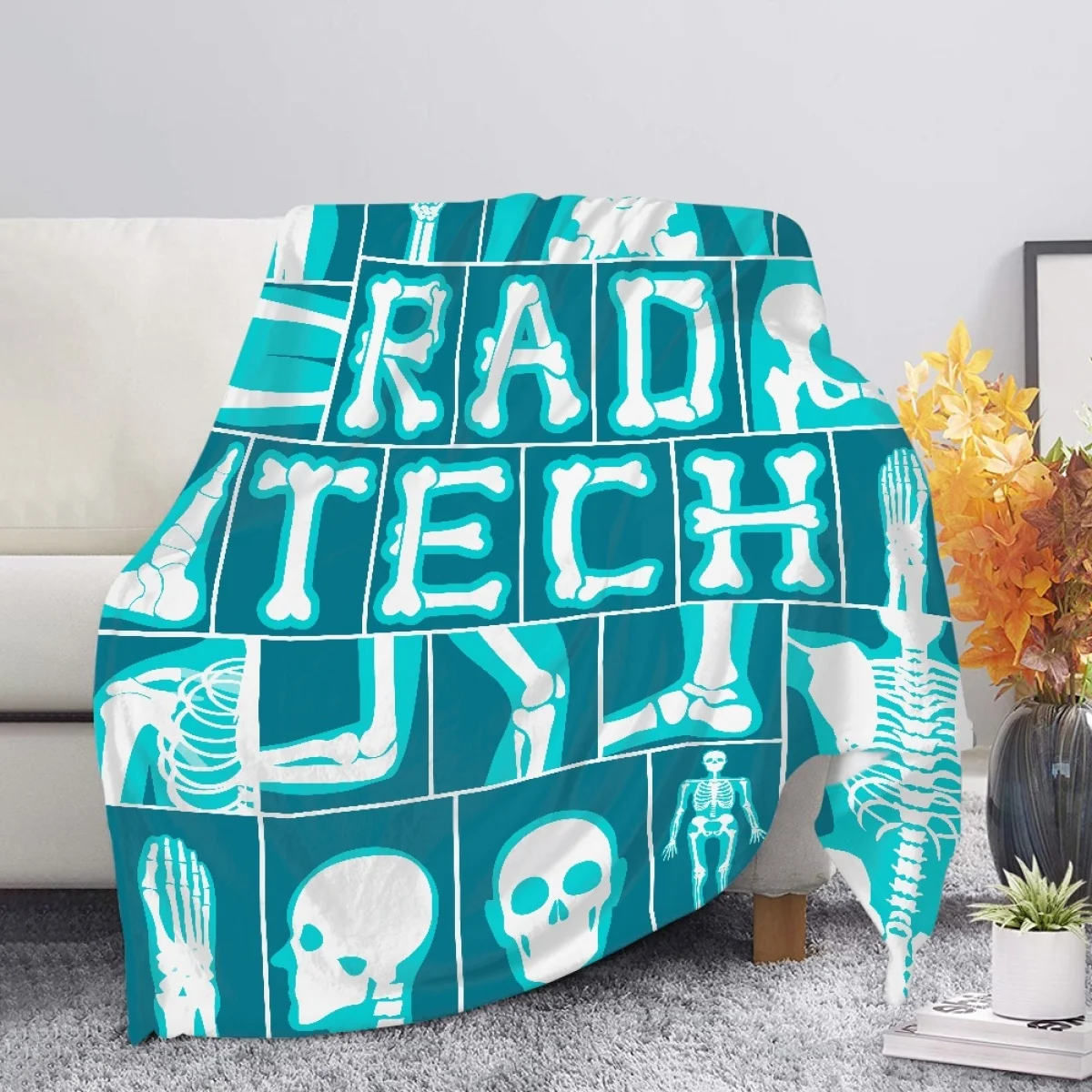 

Red Tech Bone Image Print Throw Blanket Comfort Warm Blanket for Couch Bed Sofa Car Office Lightweight Thin Quilt Gift Bed Decor