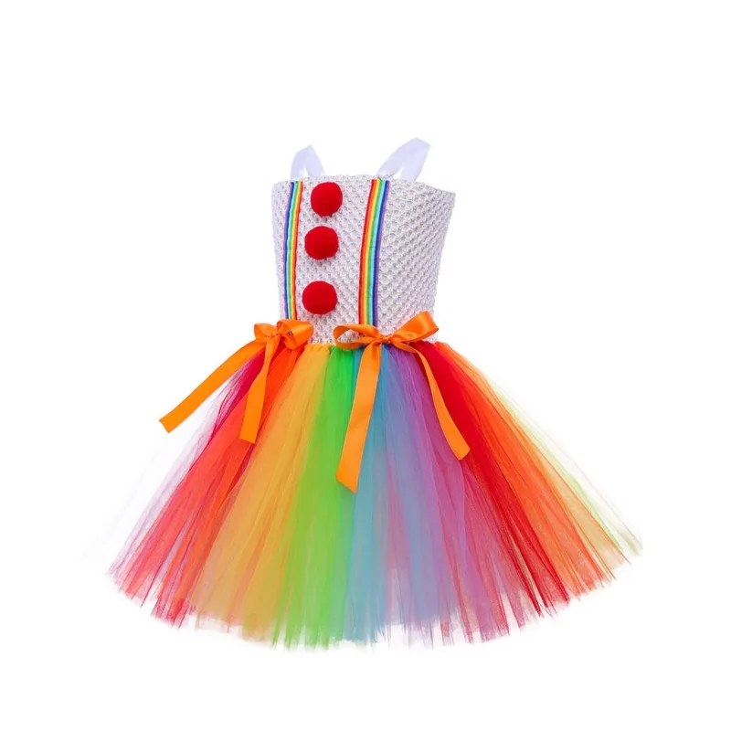 2024 NEW Halloween Anime Color Joker Tutu Dress Girls Carnival Clown Cosplay Lolita Kawaii Creepy Child Party Scary Clothes Kids