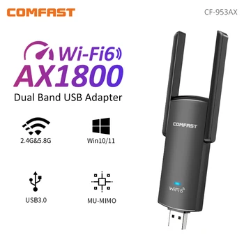 CF-953AX 와이파이 6 USB 어댑터 2.4G & 5G AX1800 고속 USB3.0 무선 동글 네트워크 카드, MT7921AU 와이파이 6 어댑터, Win10/11 용