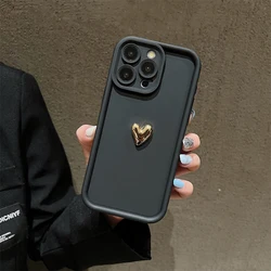 Elegant 3D Gold Heart Shockproof Silicone Phone Case for Redmi Note 11 11S 4G (Black)